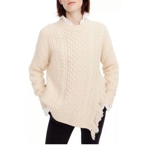 J. Crew Fringe Detail Cable Knit Sweater medium m